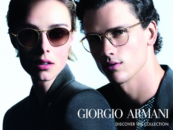 Armani glasses and model
